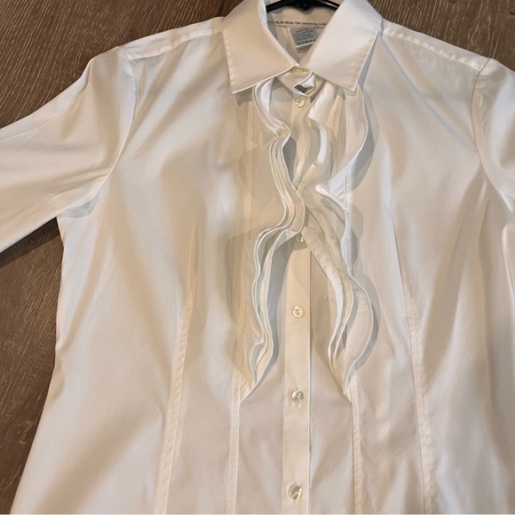 AXEL'S White Size 40/10 Collared Pleated Long Sleeve Button Up Blouse It… - Picture 4 of 10